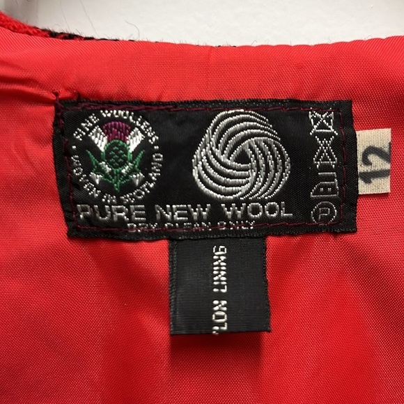 Red Plaid Sleeveless Wool Vest with Gold Buttons - size 12 - Picture 2 of 7